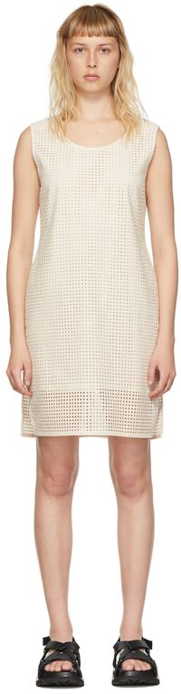 AMOMENTO Off-White Cotton Mini Dress