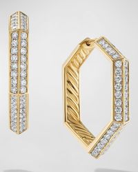 Carlyle Hoop Earrings with Diamonds in 18K Gold, 4mm, 1"L