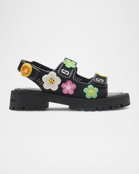 The J Marc Strap Embroidered Daisy Sport Sandals