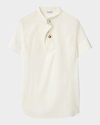 Short-Sleeve Silk Polo Shirt