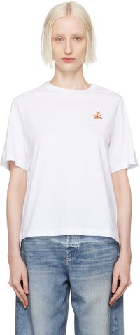 Maison Kitsuné T-shirt décontracté blanc à écusson à logo de renard Speedy