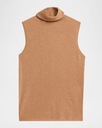 Machine Washable Cashmere Sleeveless Turtleneck