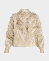 Fringed Fil Coupe Jacquard Bomber Jacket