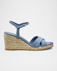 Dayna Denim Crisscross Wedge Espadrilles