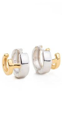 SHASHI Double Katerina Two Tone Earrings Silver/Gold One Size