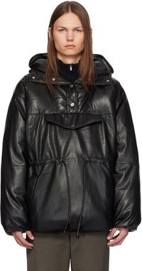 Nanushka Blouson Osana noir en cuir synthétique rembourré en duvet