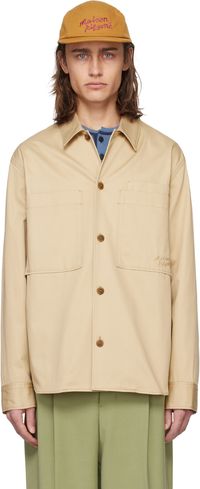 Maison Kitsuné Chemise beige à logo brodé