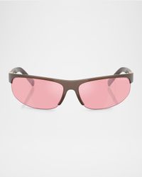 A02S Semi-Rimless Oval Plastic Sunglasses