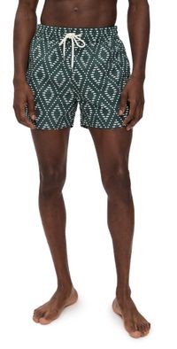Frescobol Carioca Rio Swim Shorts Parakeet Green & Ivory M
