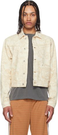Kenzo Blouson camionneur blanc cassé à motif brodé édition VERDY - Market
