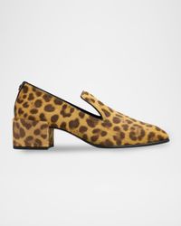 45mm Elliot Leopard Calf Hair Loafers