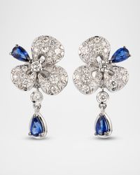 18K White Gold Ischia Diamond and Blue Sapphire Earrings