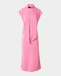 Crepe Mock-Neck Midi Dress