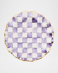 Plum Check Fluted Ceramic Dinner Plate