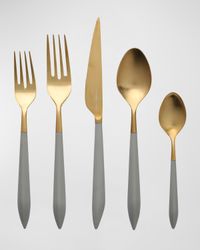 Ares Oro & Black 5-Piece Flatware Place Setting
