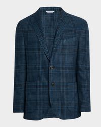 Men's Plaid Wool-Blend Two-Button Blazer