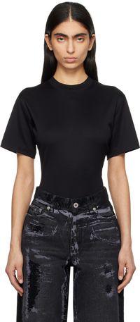 Mugler Black Corset Open Back Jersey Bodysuit