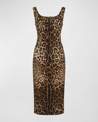 Leopard-Print Charmeuse Sheath Dress