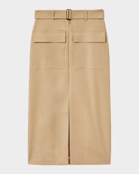 Oakley Belted Gabardine Cargo Midi Skirt