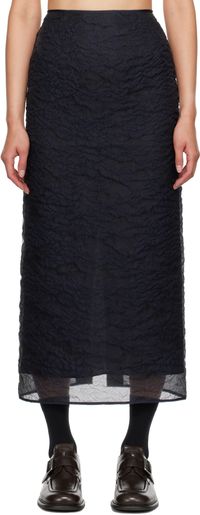 Cecilie Bahnsen Jupe midi Uka bleu marine