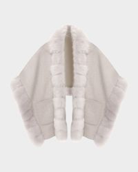 Reversible Loro Piana Cashmere-Wool Shawl with Merinillo Lamb Shearling Trim