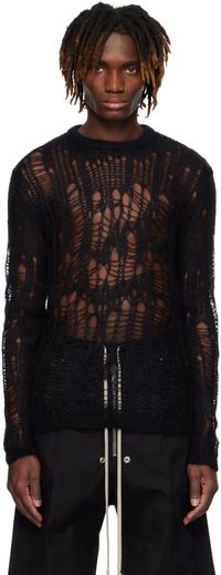 Rick Owens Black Hollywood Biker Round Neck Sweater