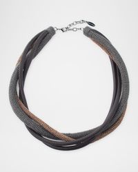 Monili Leather Twisted Coil Collar Necklace