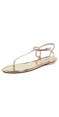 Aquazzura Almost Bare Sandal Flats Soft Gold 36.5