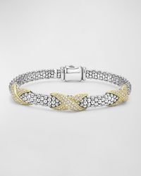 Sterling Silver and 18K Embrace Diamond Pave Rope Bracelet