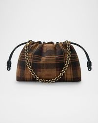 Flamenco Shoulder Bag in Plaid Calfskin Suede
