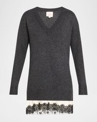 Simona Lace-Trim Sweater Dress