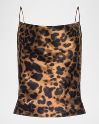 Leopard Calista Cowl-Neck Silk Camisole