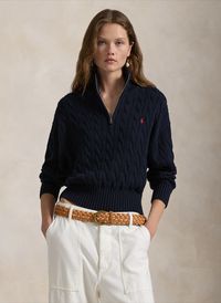 Polo Ralph Lauren - Pull droit en coton - Taille L - Bleu