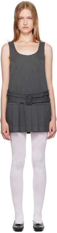OPEN YY Gray Belted Pleated Minidress