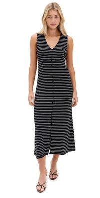 rag & bone The Knit Button Tank Dress Black multi L