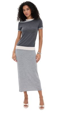 STAUD Lyric Dress Heather Grey Multi XS