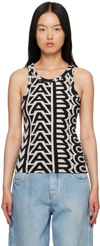 Marc Jacobs Black & Beige 'The Monogram Rib Tank' Tank Top
