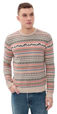Marine Layer California Fair Isle Crew Sweater Oatmeal Multi M