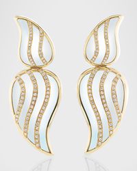 18K Yellow Gold Stardust Statement Earrings with Mother Of Pearl and GH-SI Diamonds