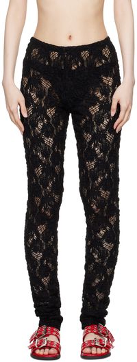 MSGM Black Semi-Sheer Leggings