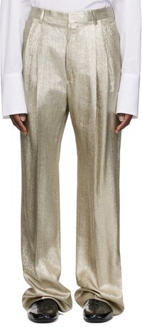 Dries Van Noten Silver Viscose Straight Trousers