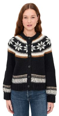 THE GREAT. The Snowflake Ice Rink Alpaca Cardigan Black 3