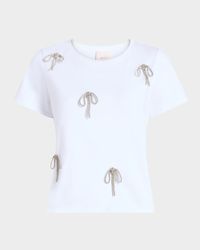 Corded Rhinestone Bow Shrunken Tee