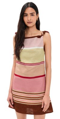 FAITHFULL Flor Mini Dress Barragan Stripe/Dusty Mauve 12