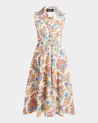 Printed Sleeveless Midi Shirtdress