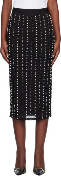 Versace Jeans Couture Black Embellished Midi Skirt