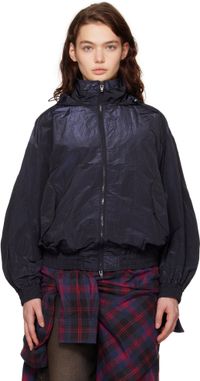 Juun.J Navy Crinkled Trainer Jacket