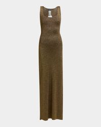 Metallic Knit Open-Back Slit Maxi Dress