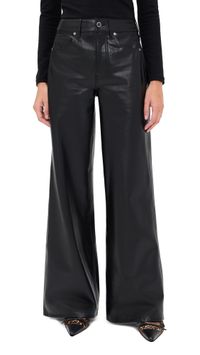 Veronica Beard Jean Kasey Mid Wide Leg Vegan Leather Pants Black 31