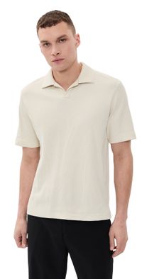 Theory Waffle Polo Shortsleeve in Soft Waffle Oat Milk S